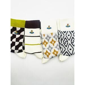 4 Pairs Vivienne Westwood Crew Socks, Medium US Size 6-9